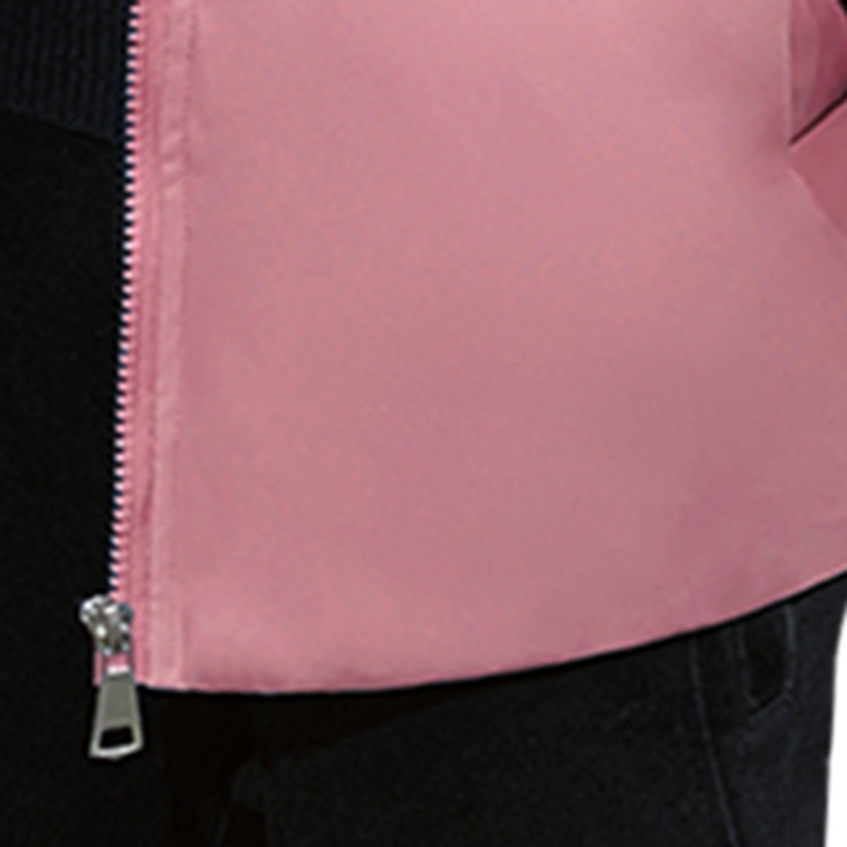 Men's Solid Color Stand Collar Cotton Coat Pink
