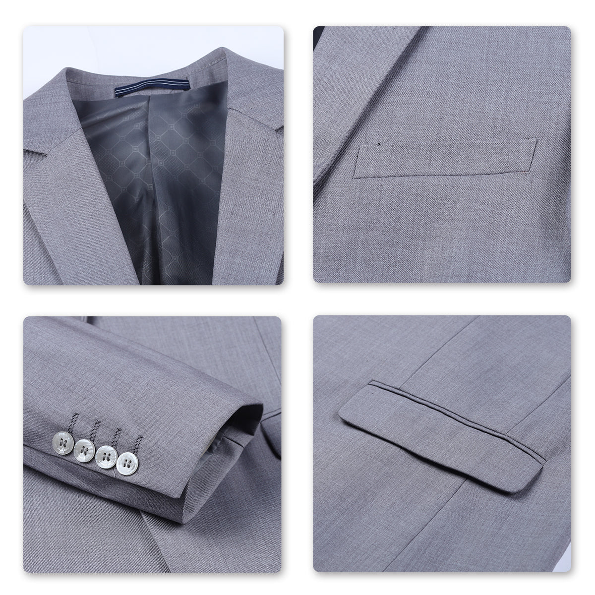 Two Piece LightGrey Suit One Button Suit