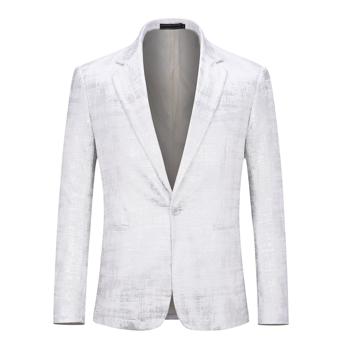 Mens Shiny Jacket Casual Coat White Velvet Blazer