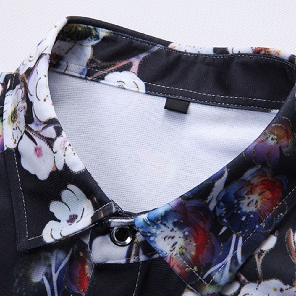 Slim Fit White Pear Blossom Shirt Black