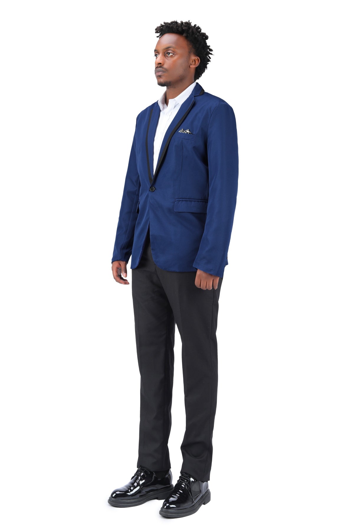 Men's One Button Solid Color Casual Blazer Navy