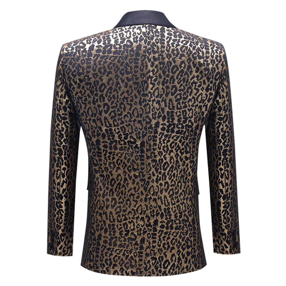 Leopard Print Slim Fit Casual Blazer Gold