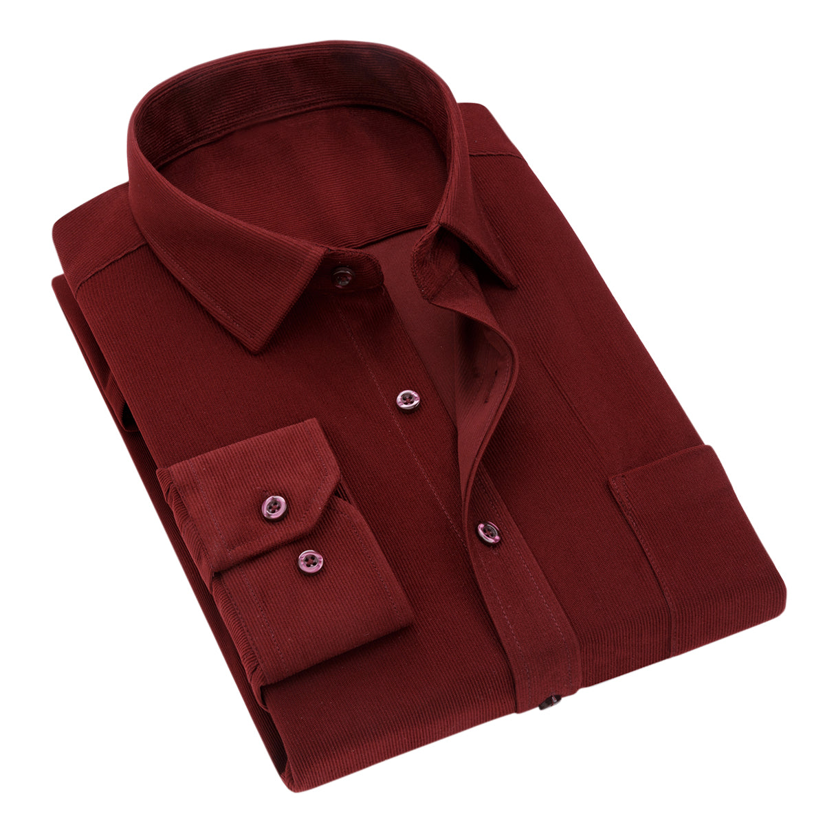 Men's Square Neck Solid Velvet Shirt Wine Red