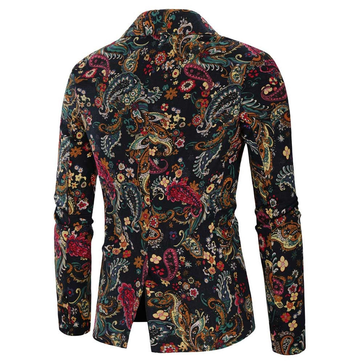 2-Piece Men's Button Mid-Slit Cashew Flower Suit