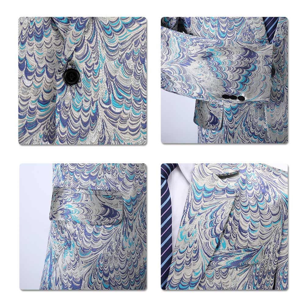 Peacock Print Blazer Slim Fit One Button Blazer