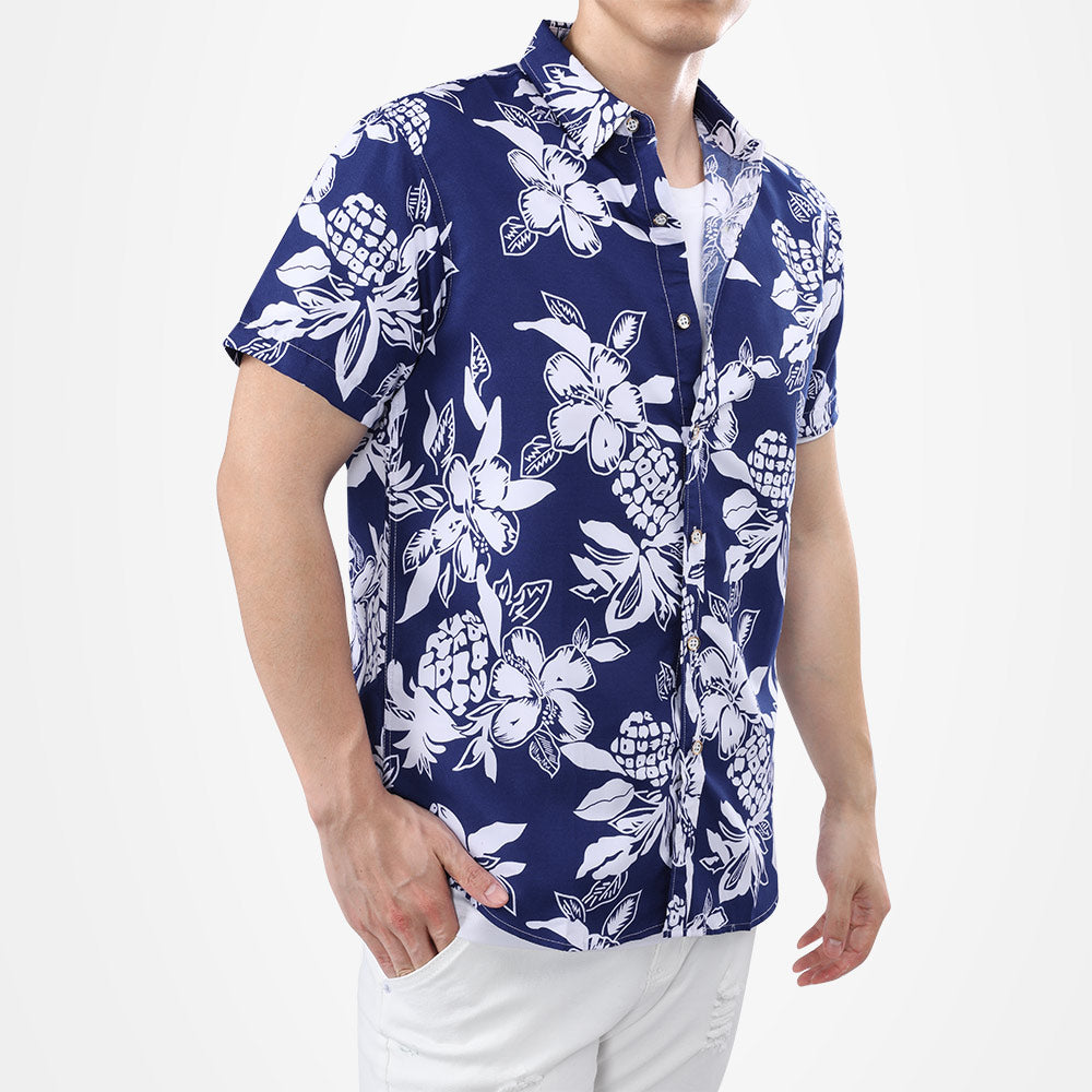Printed Navy Ventilate Summer Shirt