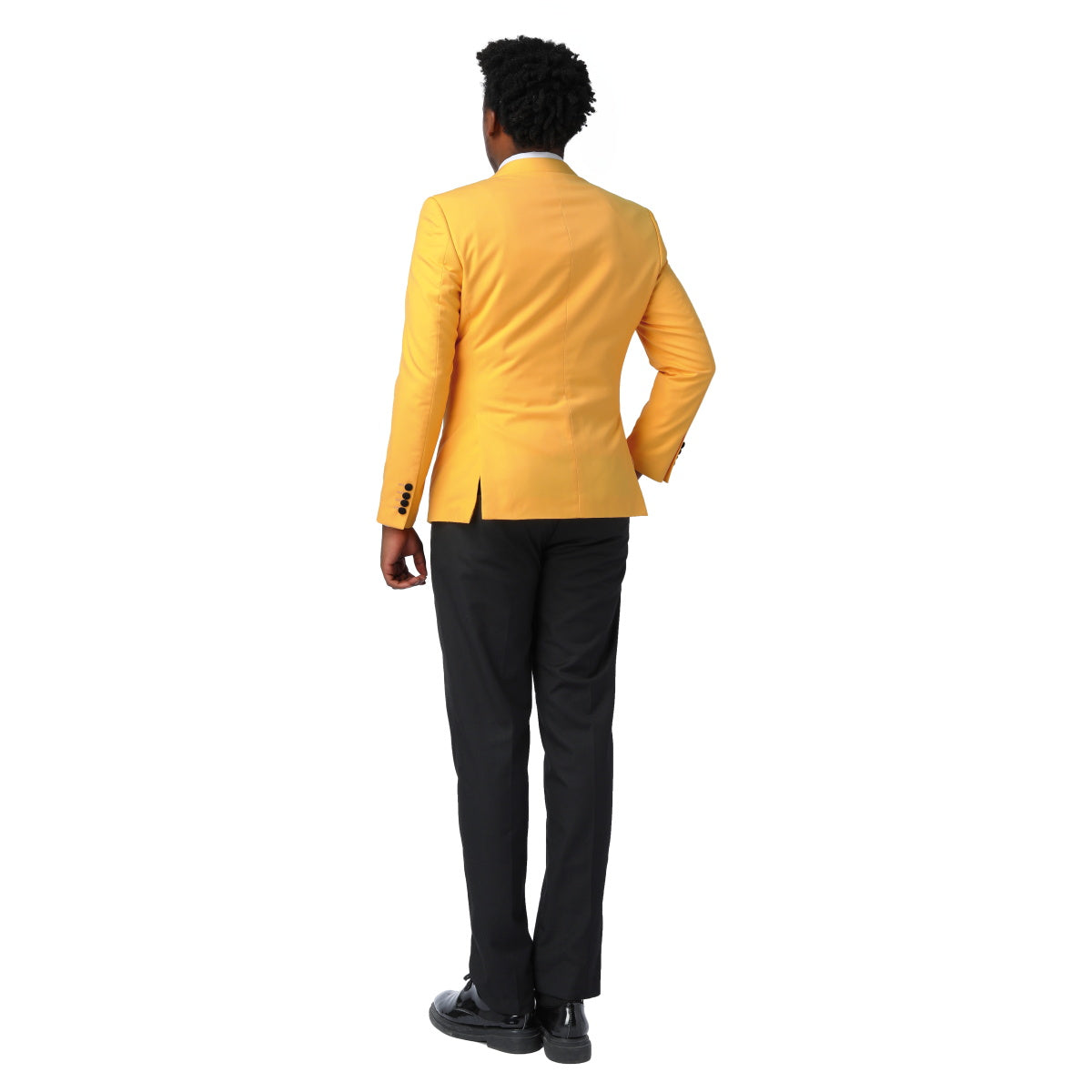 3 Piece Men's Suits One Button Slim Fit Peaked Lapel Tuxedo Yellow