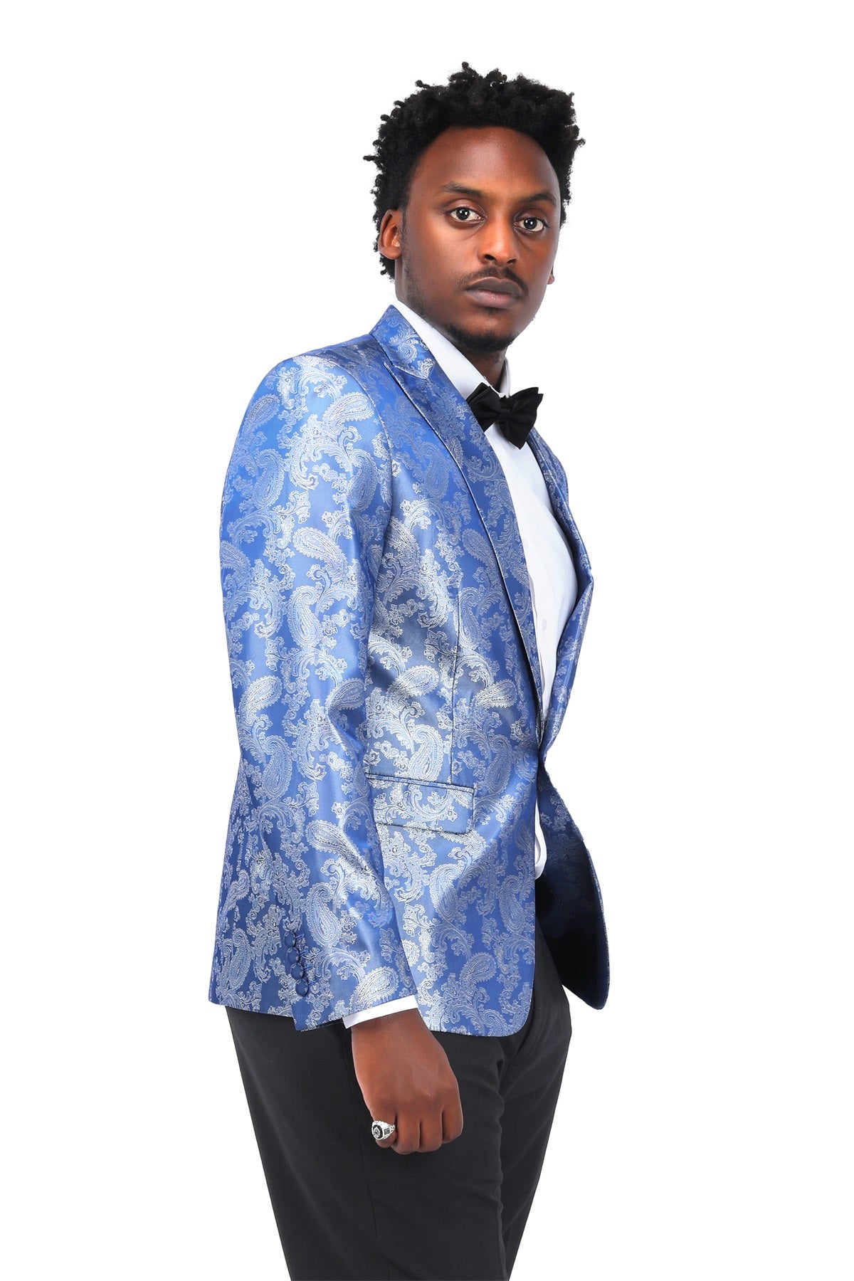 Men's Palace Dark Pattern One Button Blazer Blue
