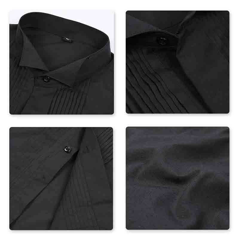 Slim Fit Dress Shirt Black with 2 bow ties