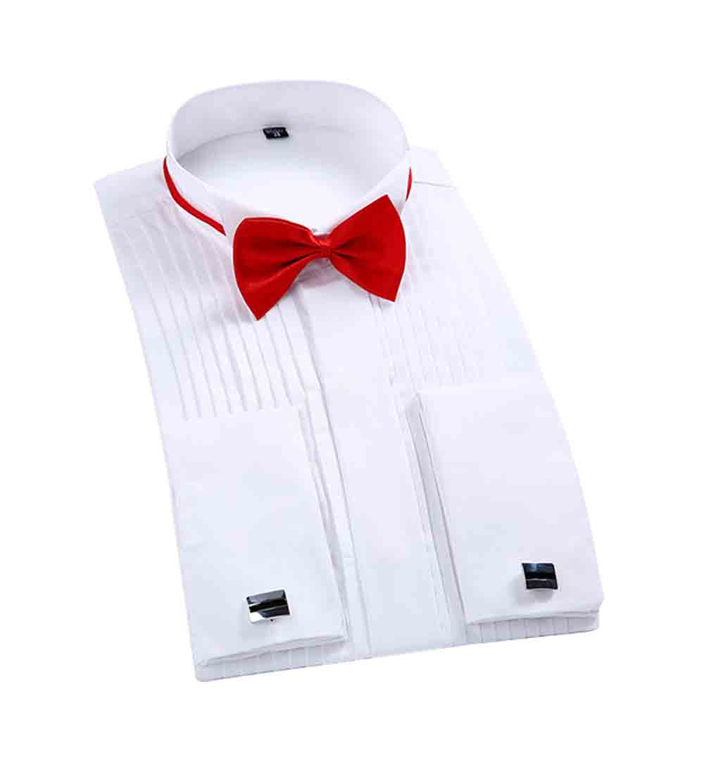 Slim Fit Dress Shirt White with 2 bow ties