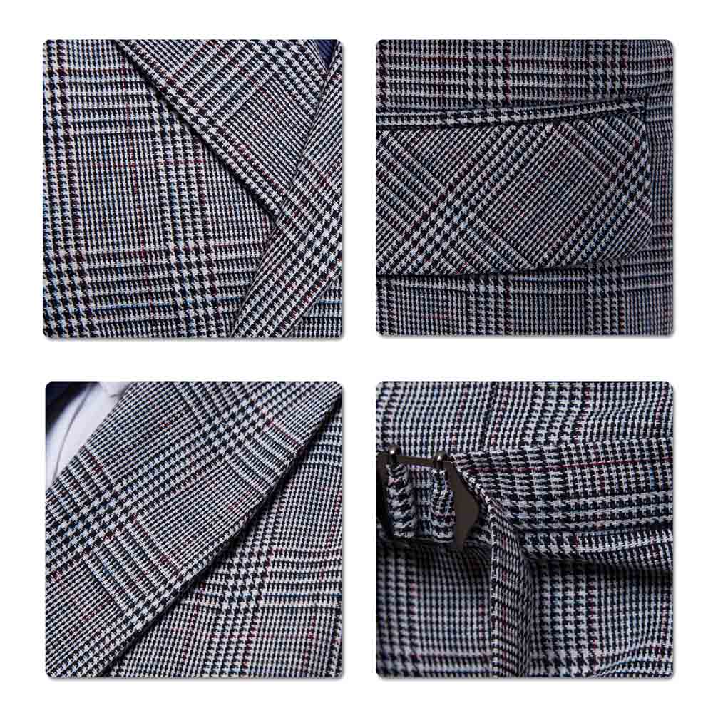Men's Plaid Vests Stripes Business Slim Fit Vests Grey