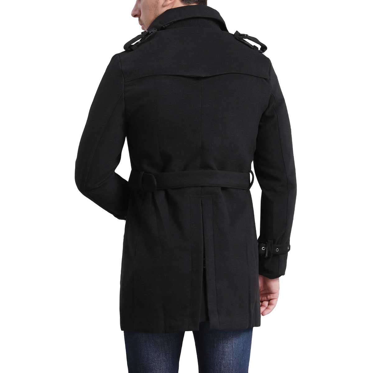 Men's Regular Fit Winter Overcoat Long Wool Coat with Belt