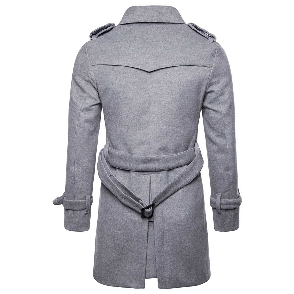 Men's Regular Fit Winter Overcoat Long Wool Coat with Belt