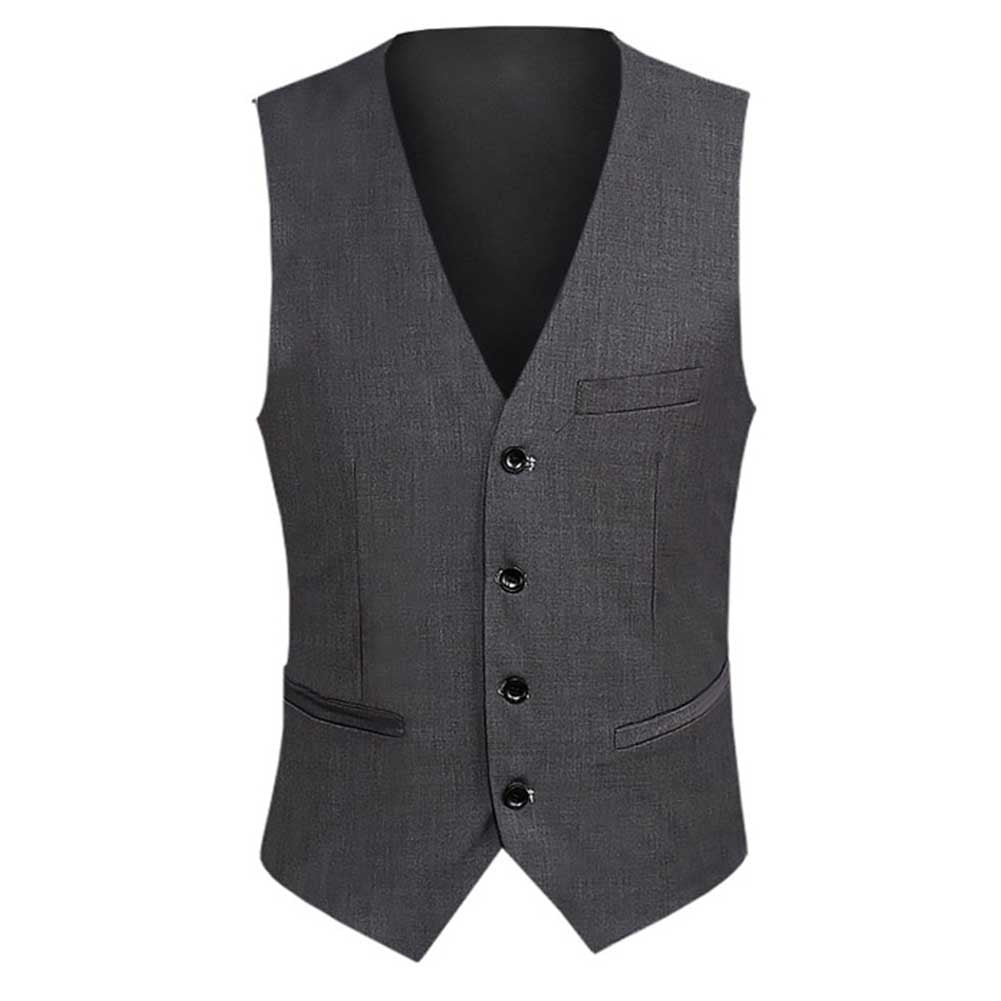 Men's Slim Fit Single Breasted Vest Grey