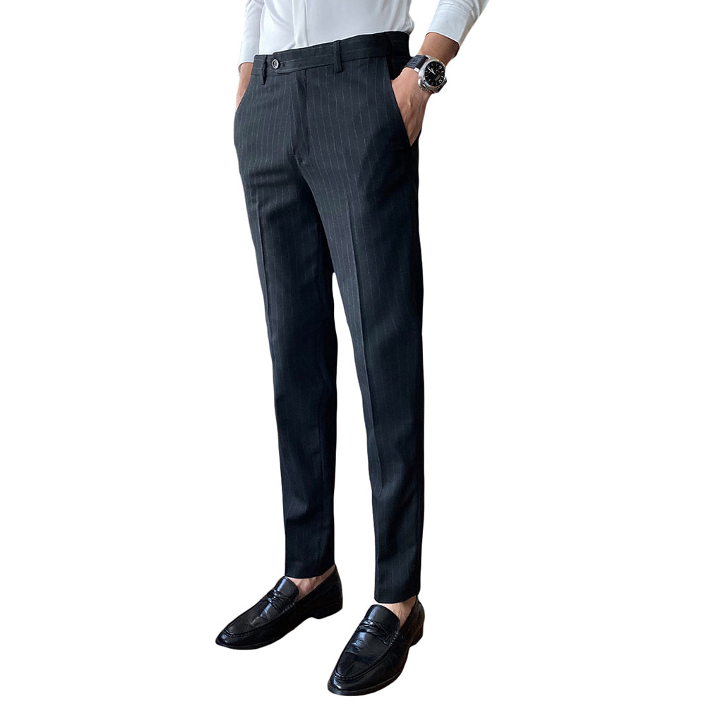 Men's Stripe Pants Casual Slim Fit Trousers Dress Pants