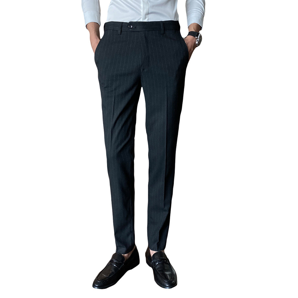 Men's Stripe Pants Casual Slim Fit Trousers Dress Pants