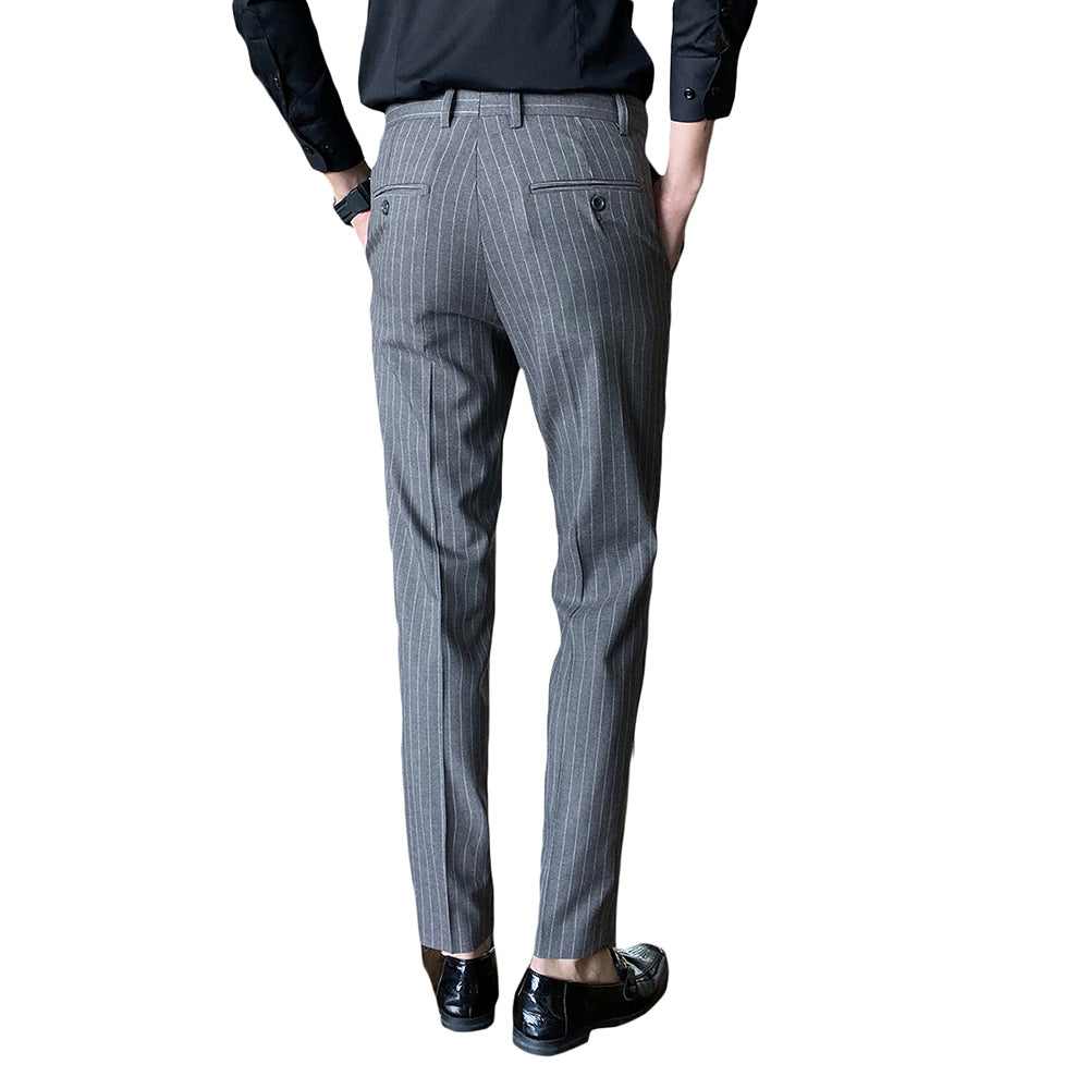 Men's Stripe Pants Casual Slim Fit Trousers Dress Pants