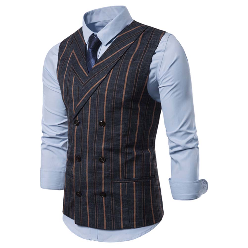 Slim Fit Comfortable Stripe DimGrey Vest