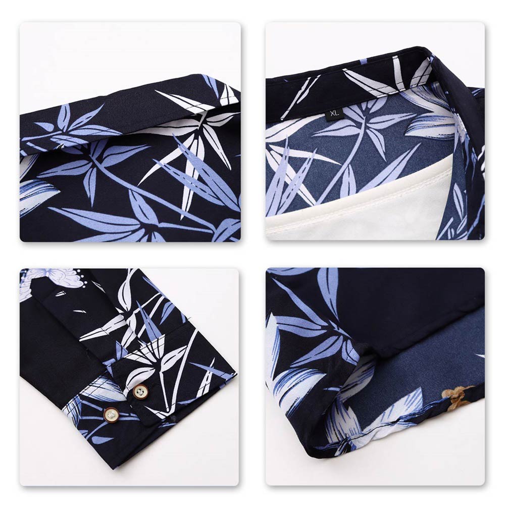 Men's Regular Fit Printed Casual Shirt Floral Shirts Navy