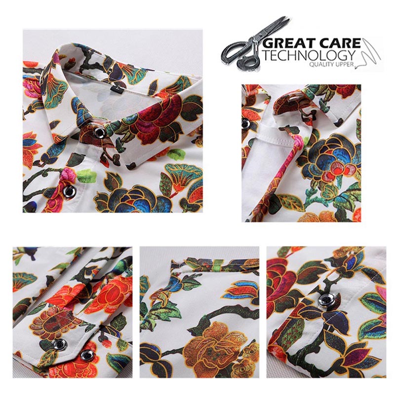 Men's Regular Fit Printed Casual Shirt Floral Shirts