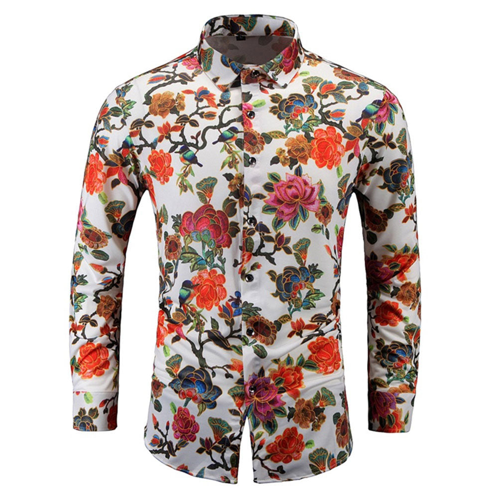 Men's Regular Fit Printed Casual Shirt Floral Shirts