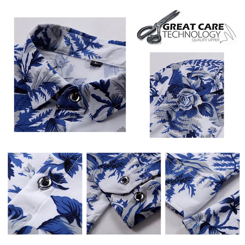 Men's Regular Fit Printed Casual Shirt Floral Shirts