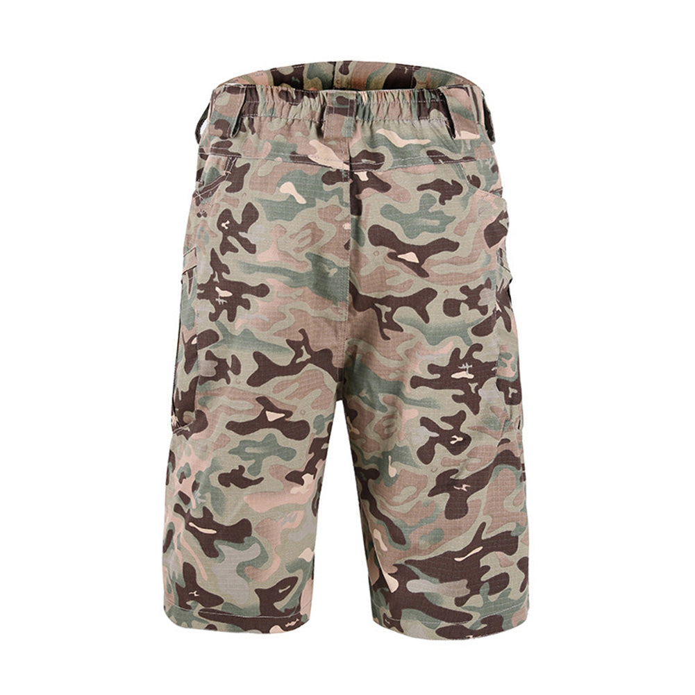 Mens Camo Cargo Shorts Elastic Waistband Lightweight Shorts