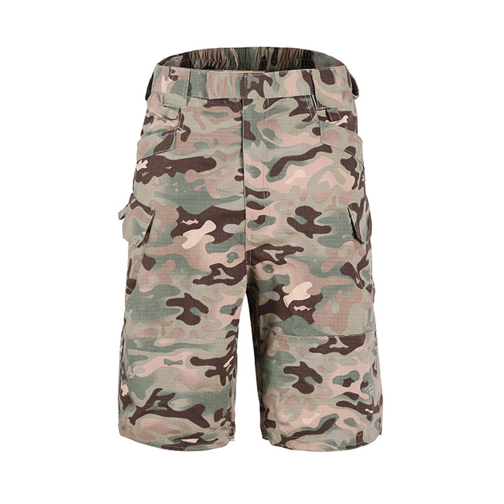 Mens Camo Cargo Shorts Elastic Waistband Lightweight Shorts