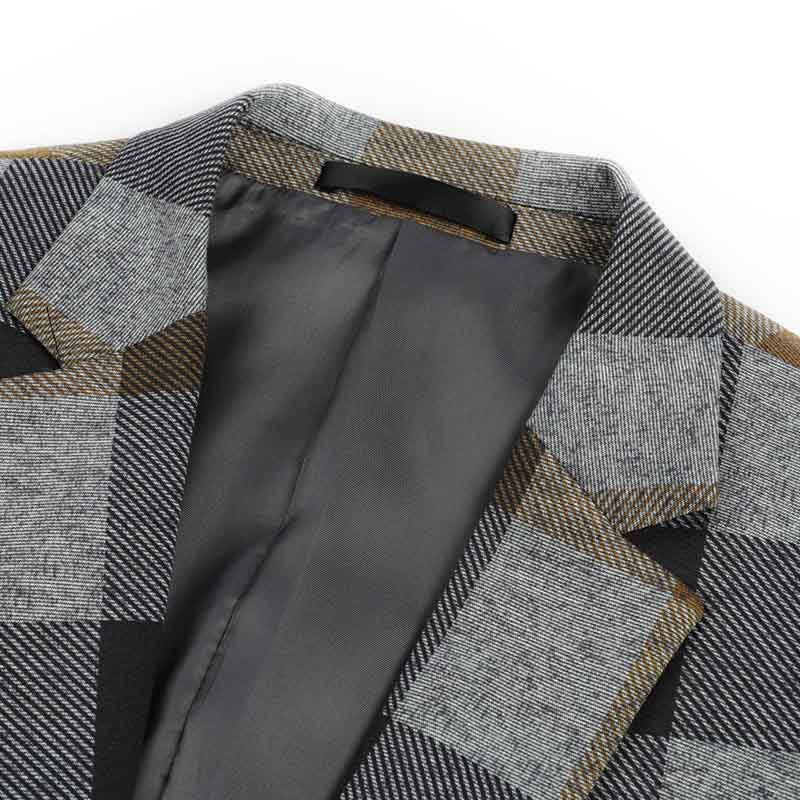 Plaid Stripe Jacket Slim Fit Casual Blazer Coat