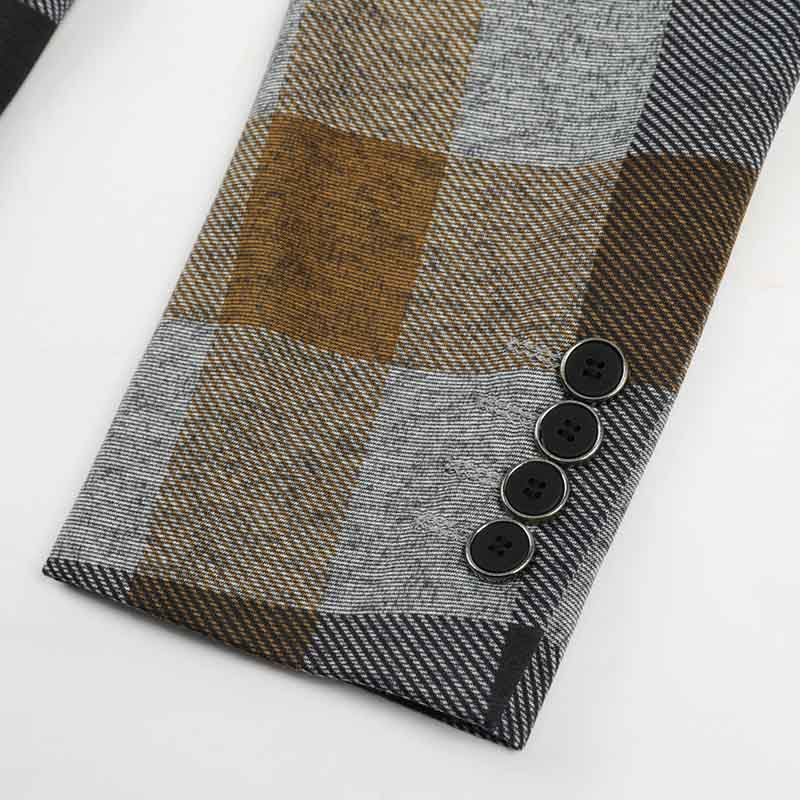 Plaid Stripe Jacket Slim Fit Casual Blazer Coat