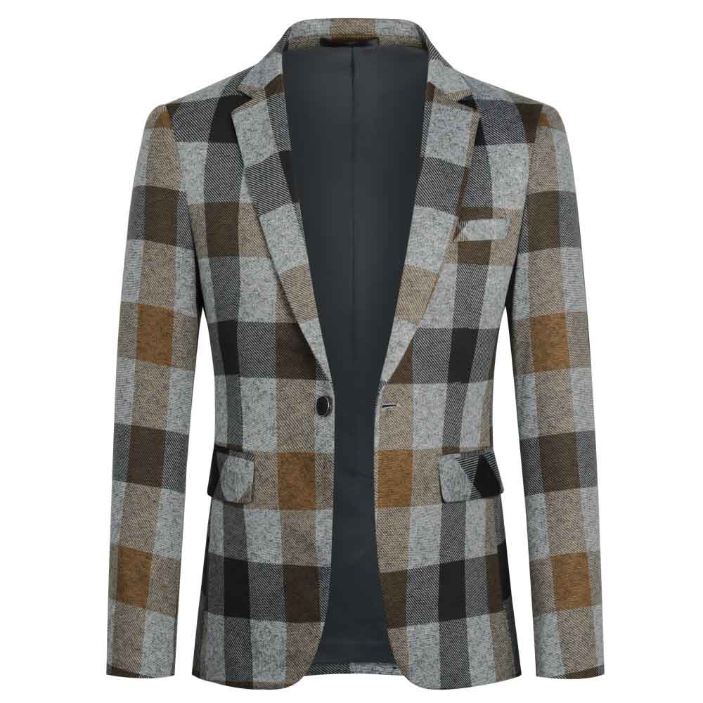 Plaid Stripe Jacket Slim Fit Casual Blazer Coat