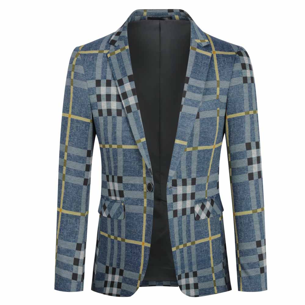 Plaid Stripe Jacket Slim Fit Casual Blazer Coat