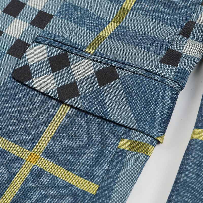 Plaid Stripe Jacket Slim Fit Casual Blazer Coat