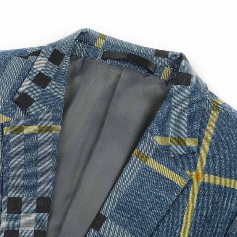 Plaid Stripe Jacket Slim Fit Casual Blazer Coat
