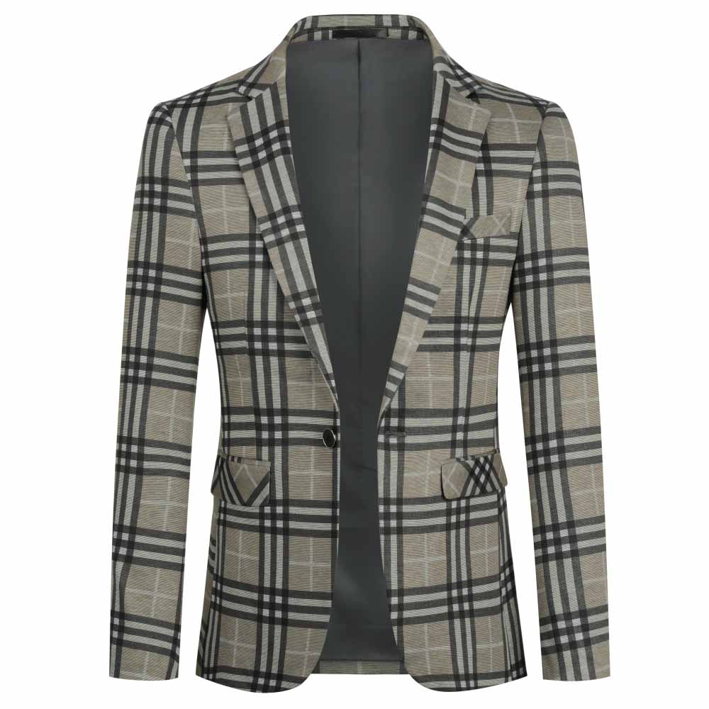 Plaid Stripe Jacket Slim Fit Casual Blazer Coat