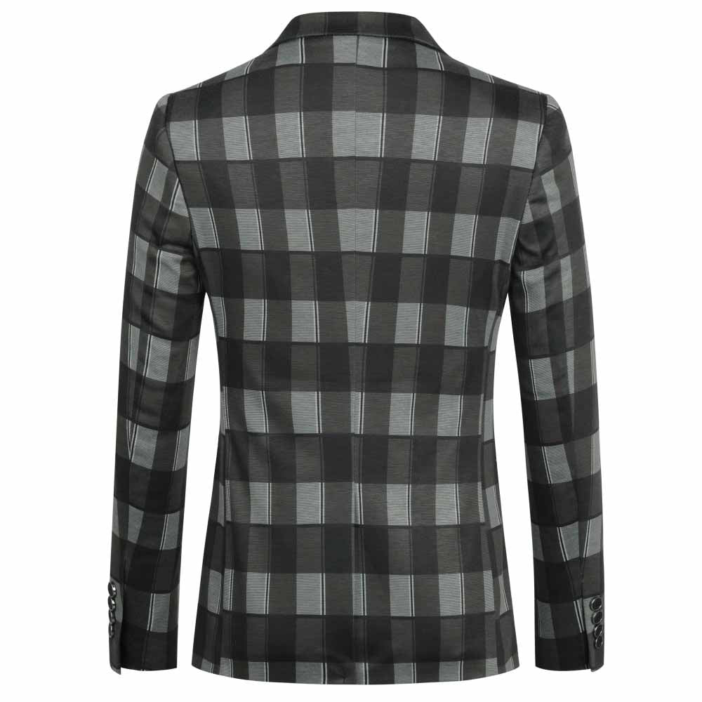 Plaid Stripe Jacket Slim Fit Casual Blazer Coat