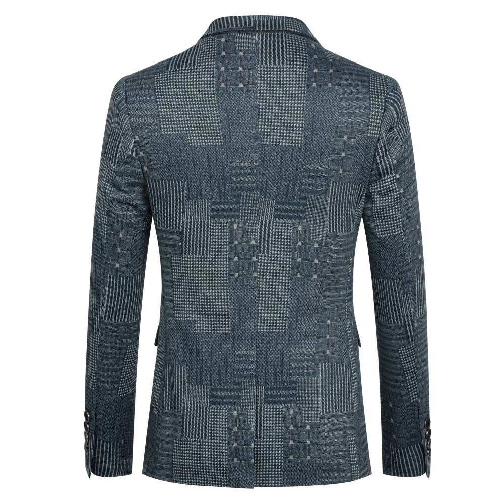 Plaid Stripe Suit Slim Fit 2-Piece Casual Suit