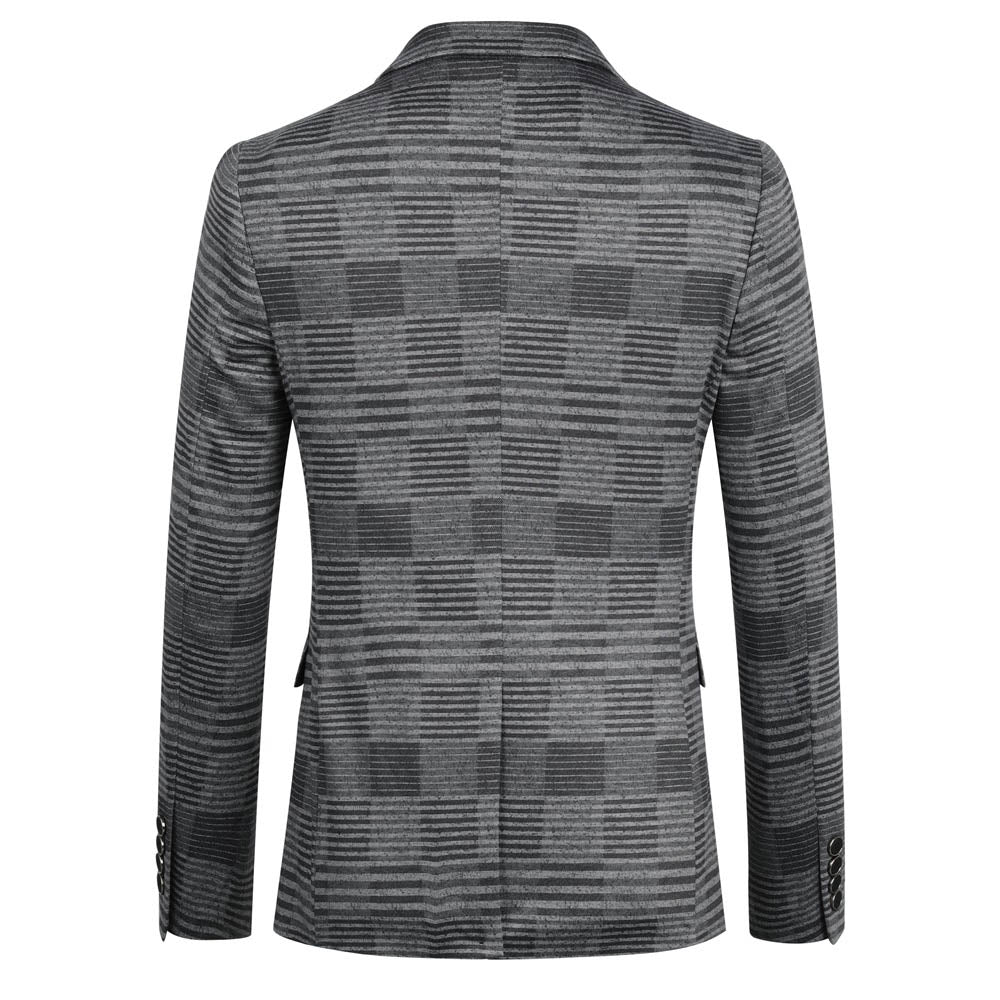 Plaid Stripe Suit Slim Fit 2-Piece Casual Suit