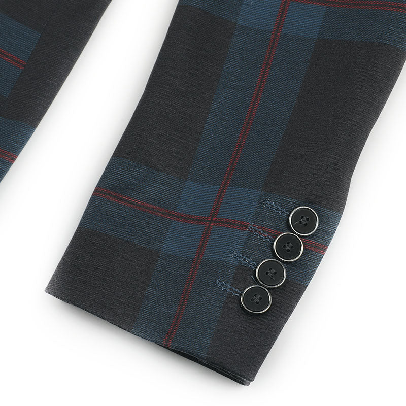 Multi-color Plaid Stripe Suit Slim Fit 2-Piece Casual Suit