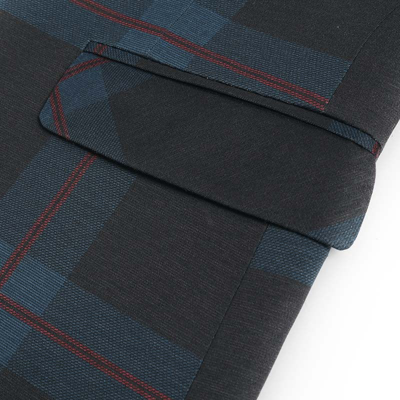 Multi-color Plaid Stripe Suit Slim Fit 2-Piece Casual Suit