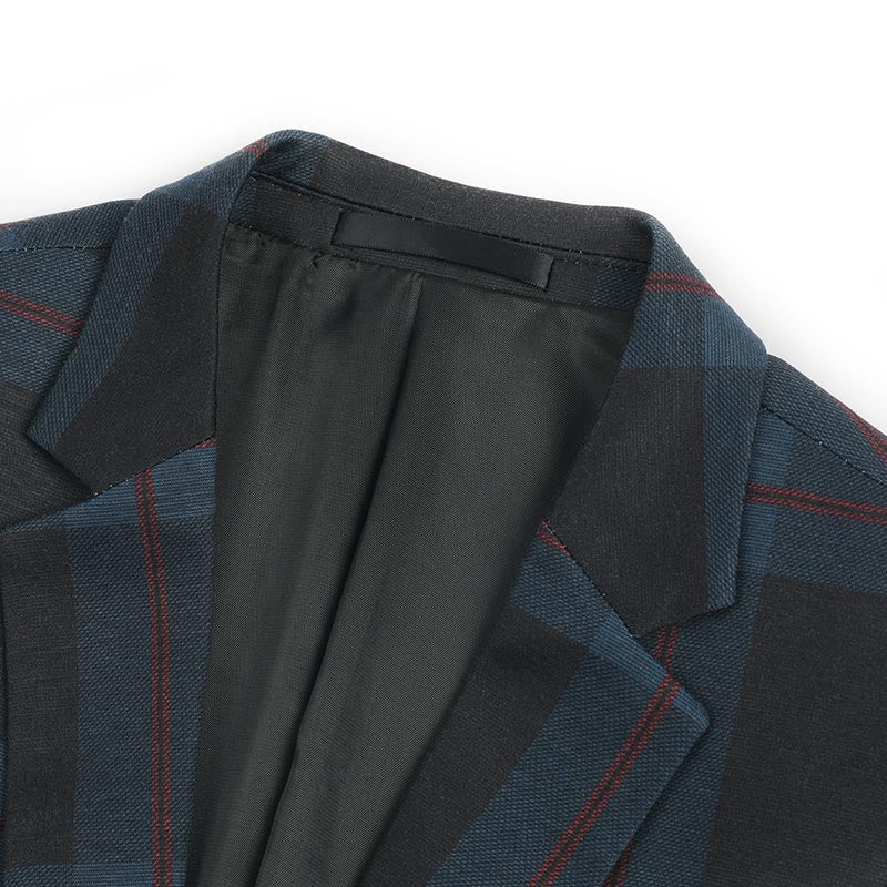 Multi-color Plaid Stripe Suit Slim Fit 2-Piece Casual Suit