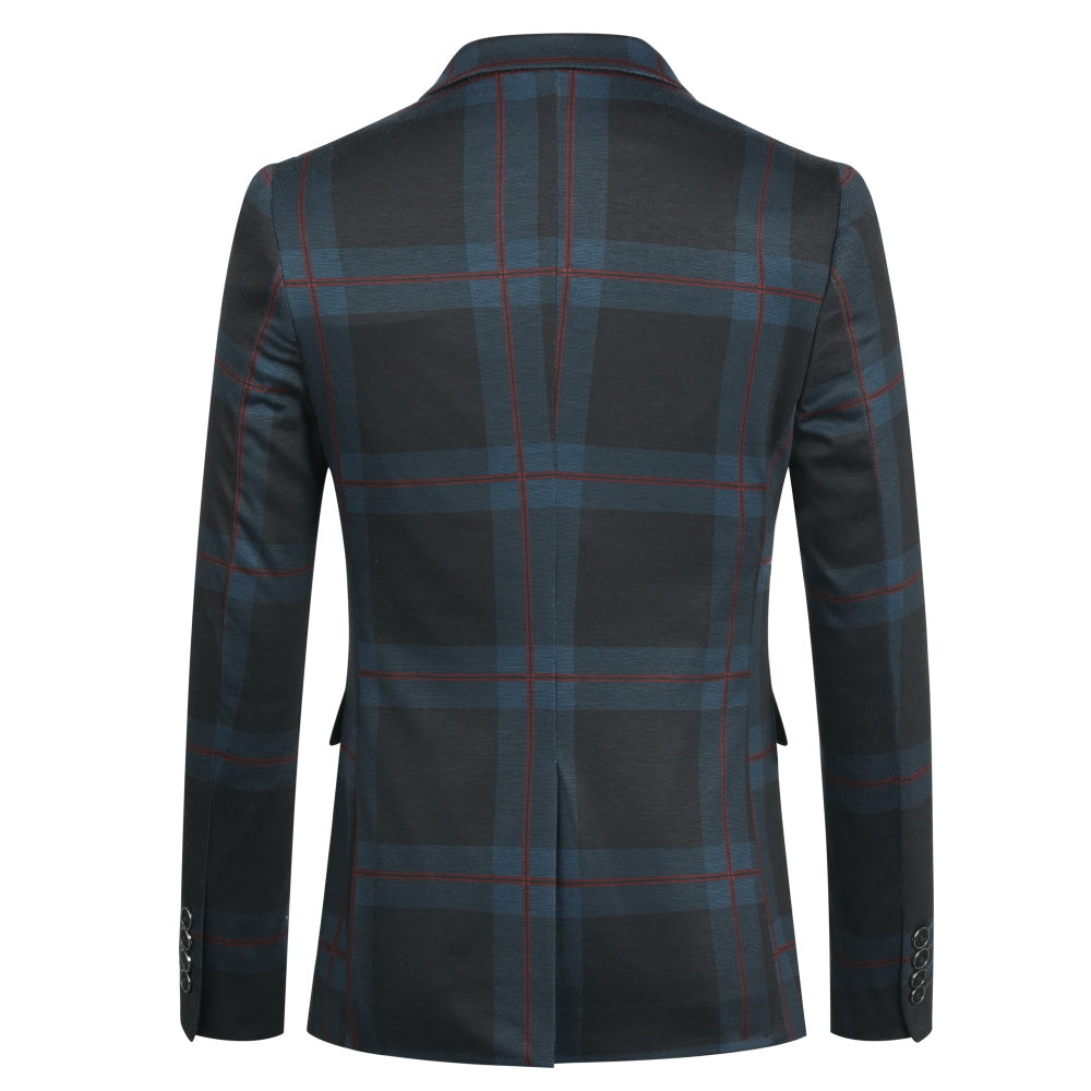 Multi-color Plaid Stripe Suit Slim Fit 2-Piece Casual Suit