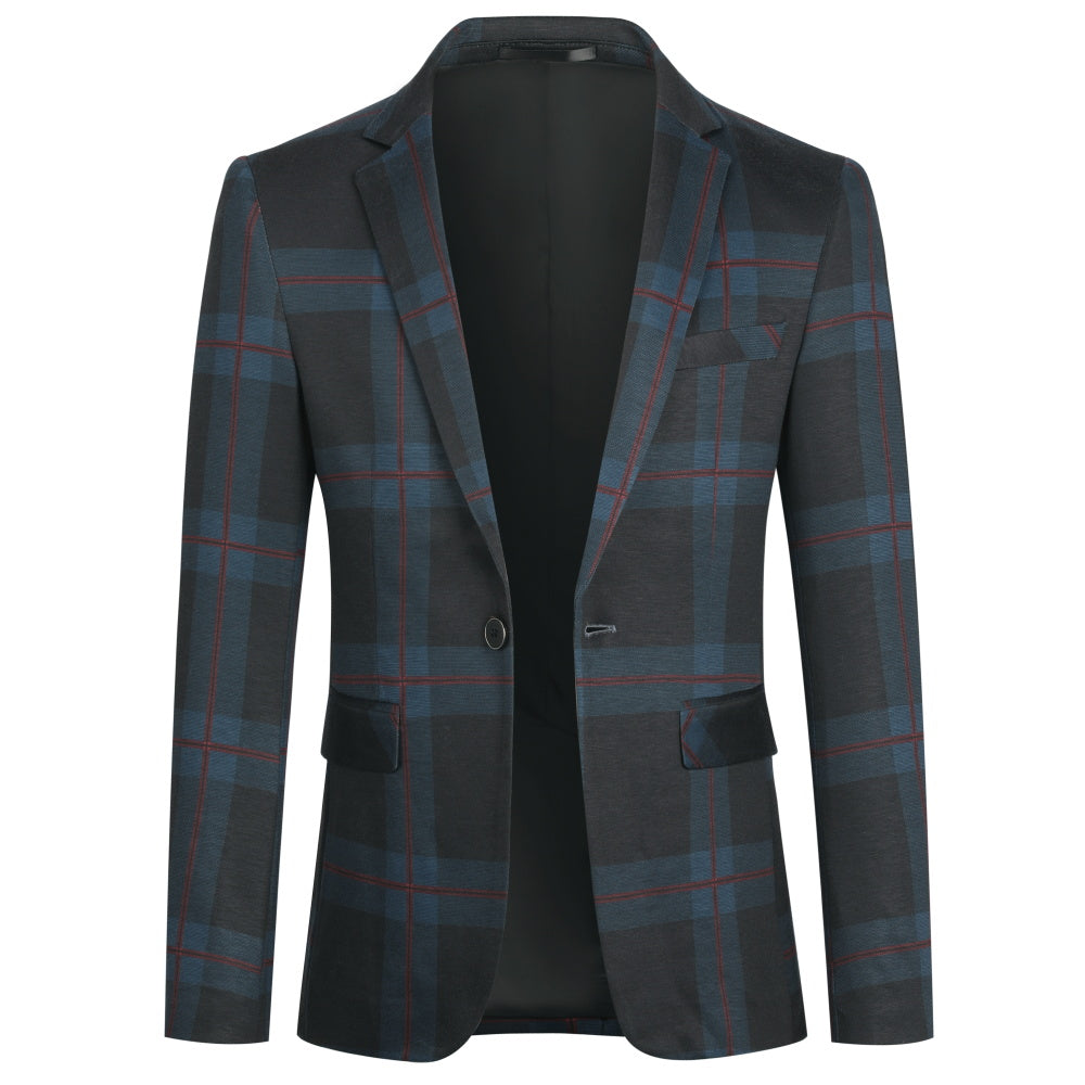 Multi-color Plaid Stripe Suit Slim Fit 2-Piece Casual Suit