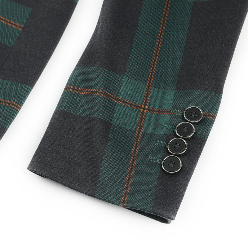 Multi-color Plaid Stripe Suit Slim Fit 2-Piece Casual Suit