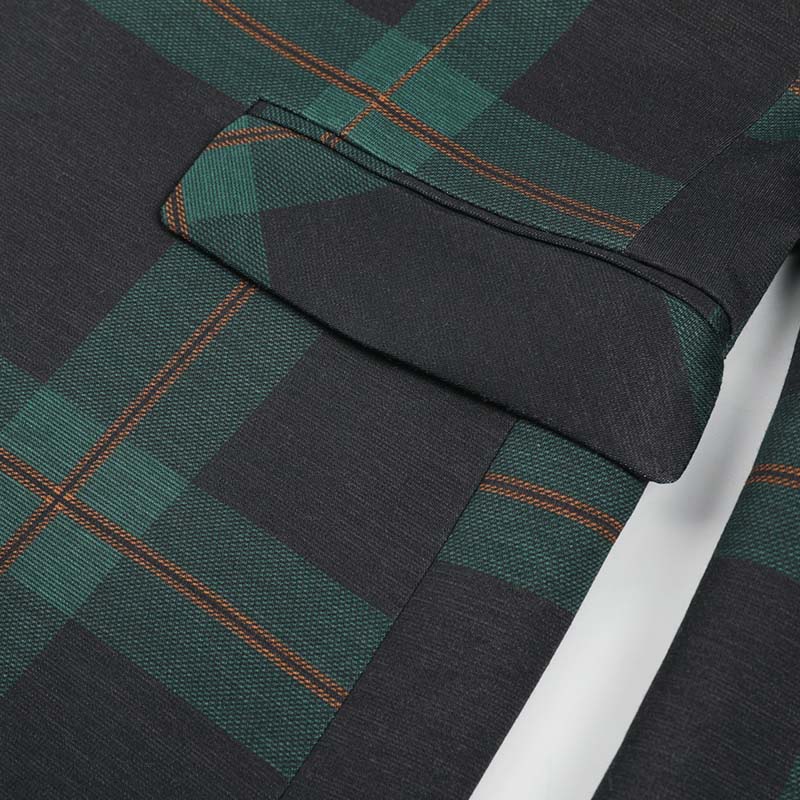 Multi-color Plaid Stripe Suit Slim Fit 2-Piece Casual Suit