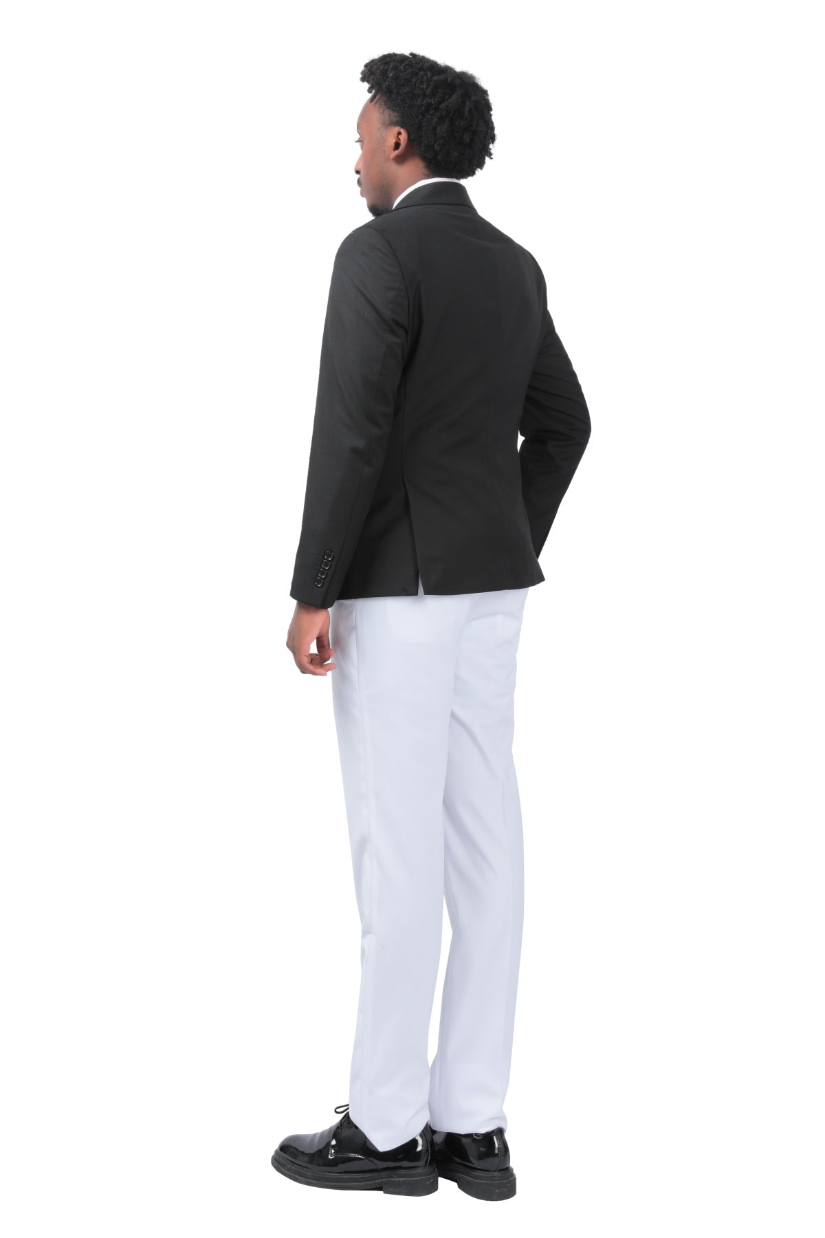 Men's 3-Piece Fashion One Button Color-Blocking Suit White