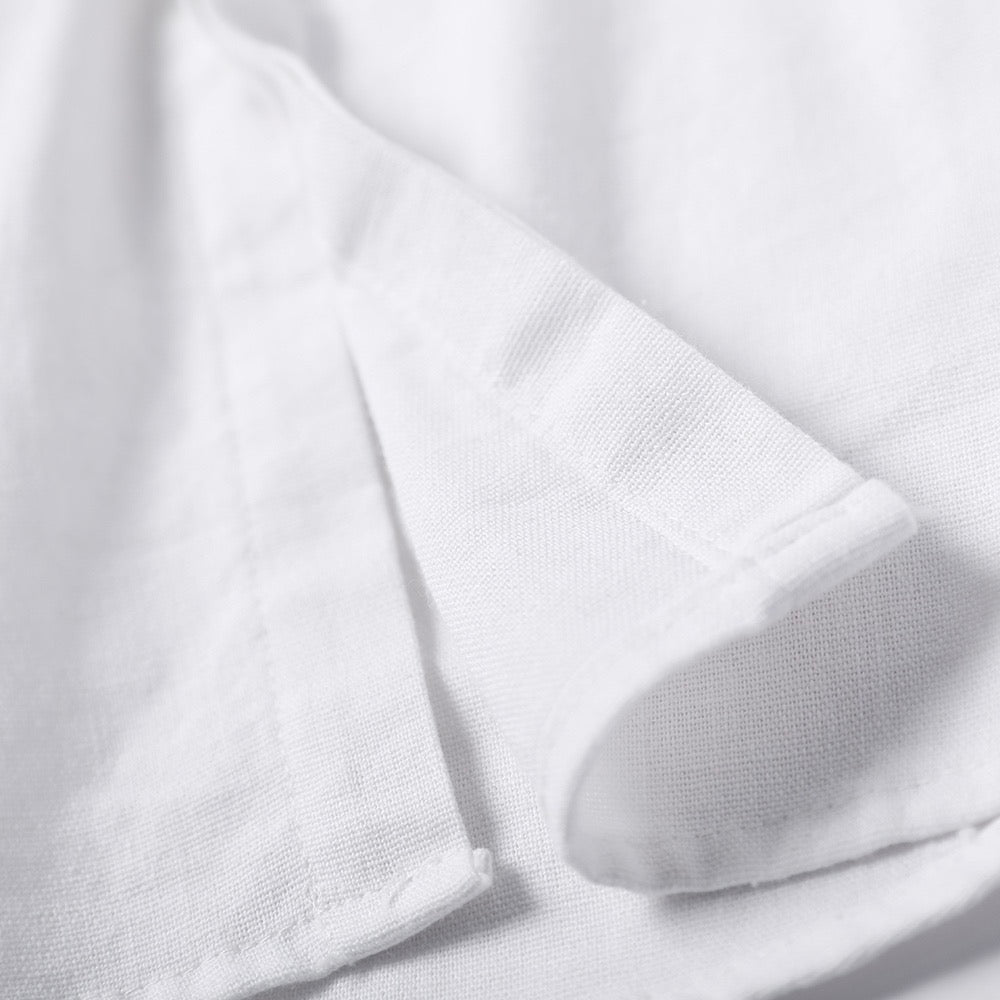 White Slim Fit Solid Linen Casual Shirt