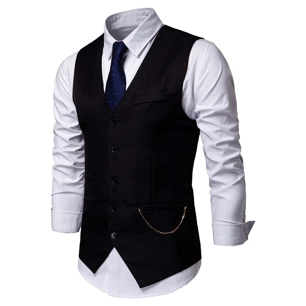 Slim Fit Casual Fashion Vest Black