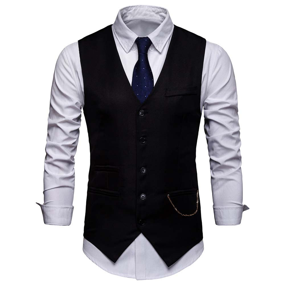 Slim Fit Casual Fashion Vest Black