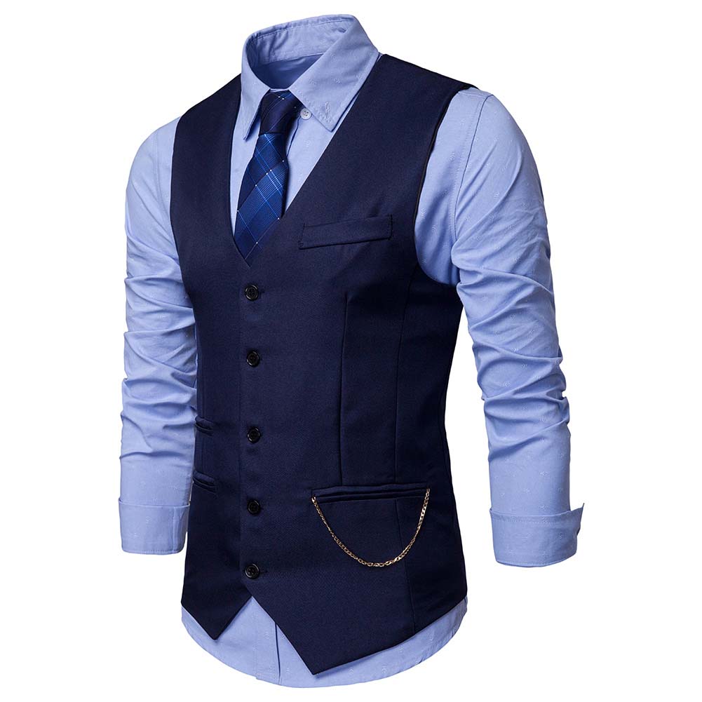 Slim Fit Casual Fashion Vest Navy